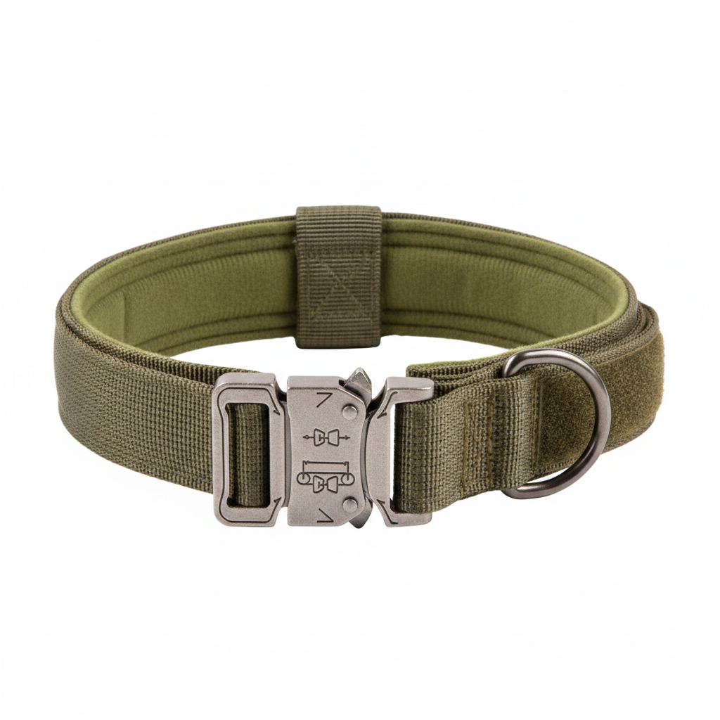 Padded Tactical Dog Collar with Handle – Adjustable Heavy-Duty Nylon for Training, Walks & Active Dogs