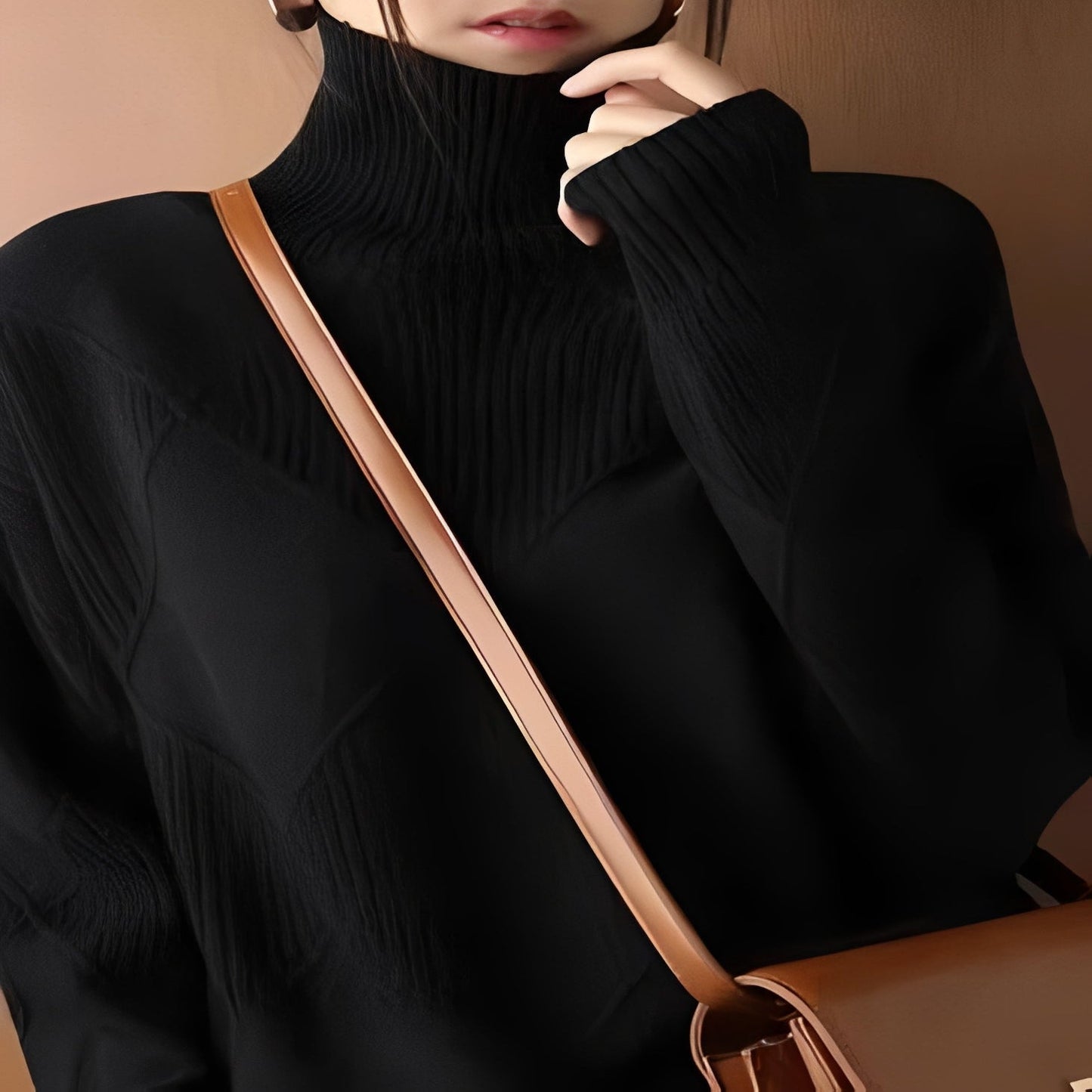 Soft Women's Chunky Knit Sweater with Diamond Pattern