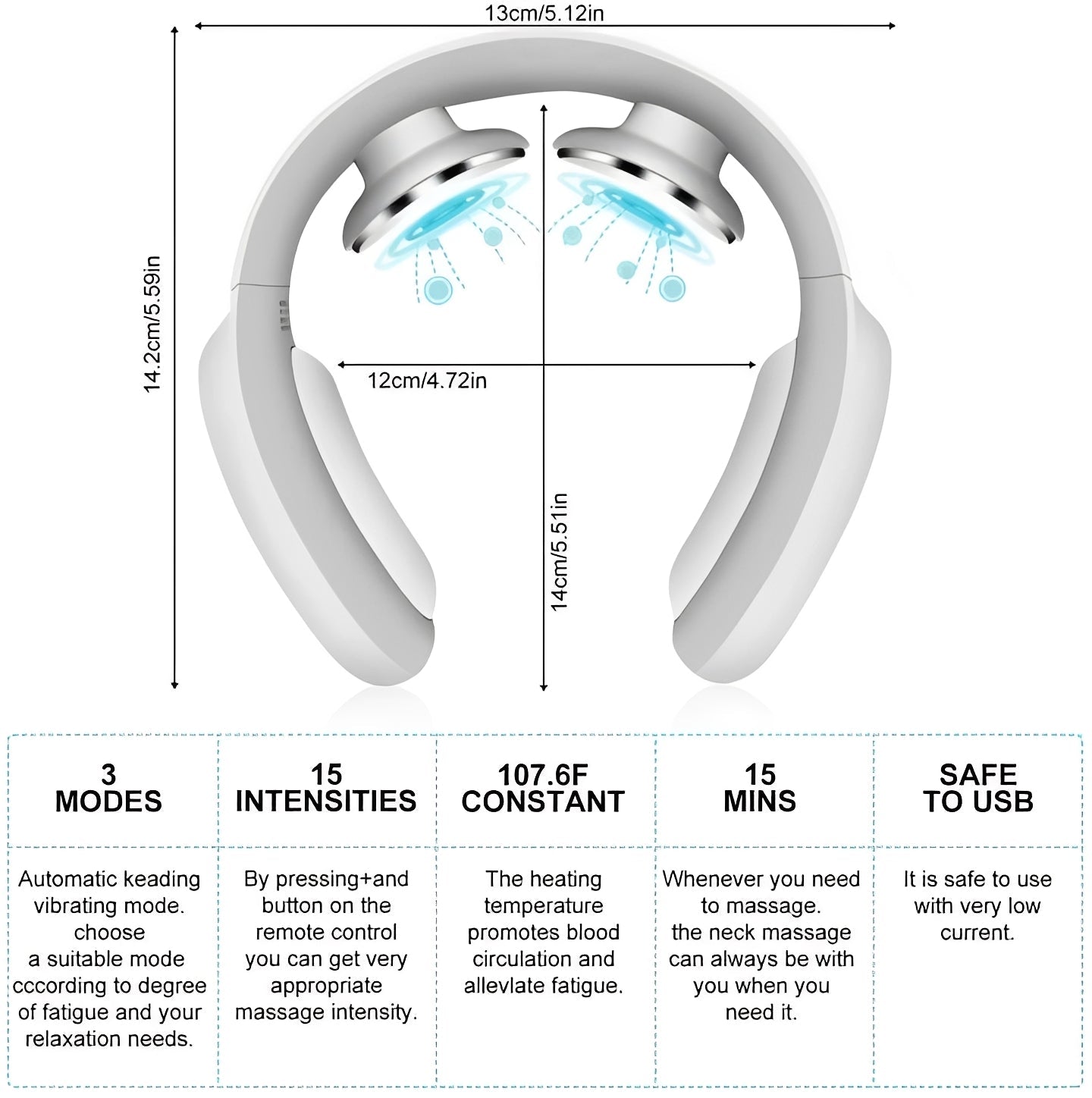 Heated Massage Therapy Collar with Adjustable Speed Settings