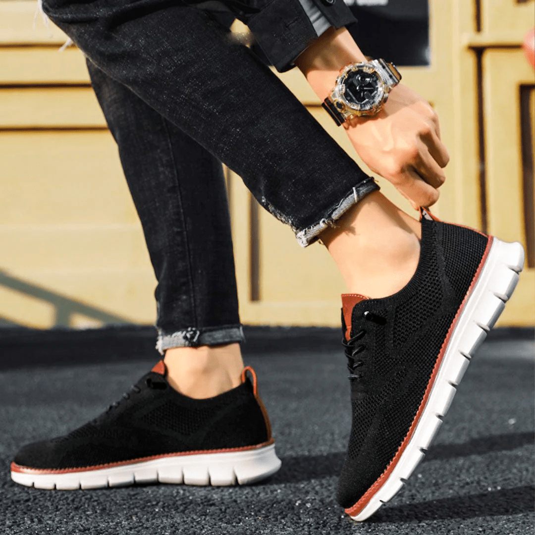 Men's Comfort Sneakers Lightweight Breathable Vegan Leather Everyday Shoes for Work Casual Office Walking