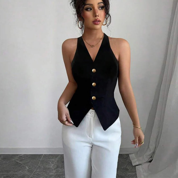 Fashionable Womens Vest Jacket with Fitted Style