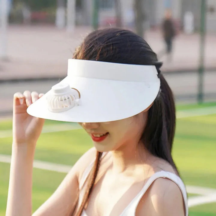 Innovative Sun Visor Hat with Solar Cooling Fan for Ladies - Lightweight & Adjustable for Ultimate Comfort Outdoors