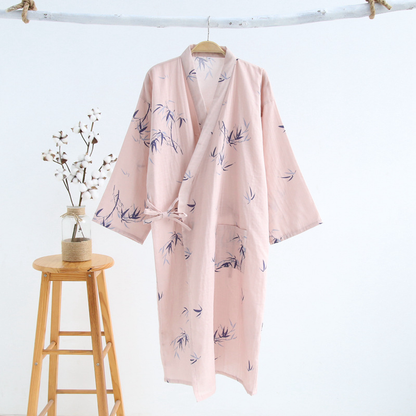 Flora Yukata Women's Bathrobe - Cotton, Adjustable Fit