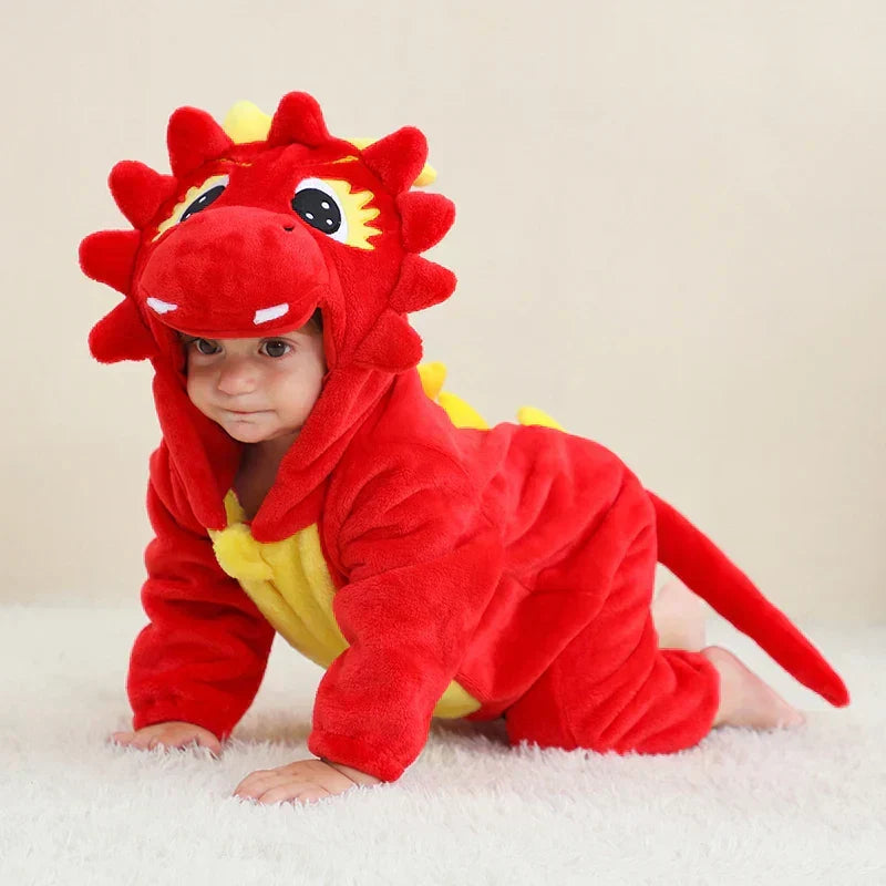 Infant Zip-Up Hooded Sleeper with Animal Character Costume Design for Boys & Girls | Soft Cotton Poly Blend Loungewear Pajamas for Babies 0-