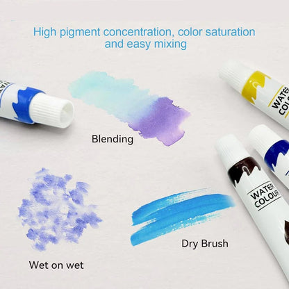 Compact Art Watercolor Kit with Brushes and Pad