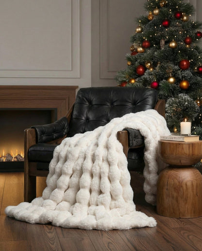 Plush Faux Fur Throw Blanket with Silky Soft Texture for Couch, Bed & Living Room Decor in Multiple Colors