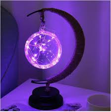 Glass Moon Table Lamp with Warm LED Glow – Battery Operated Crescent Accent Light for Bedroom, Living Room & Nightstand