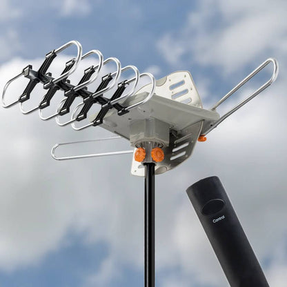 4K Digital TV Antenna for Outdoor Use – Long-Range UHF VHF Signal Reception with 360° Rotation & Remote Control