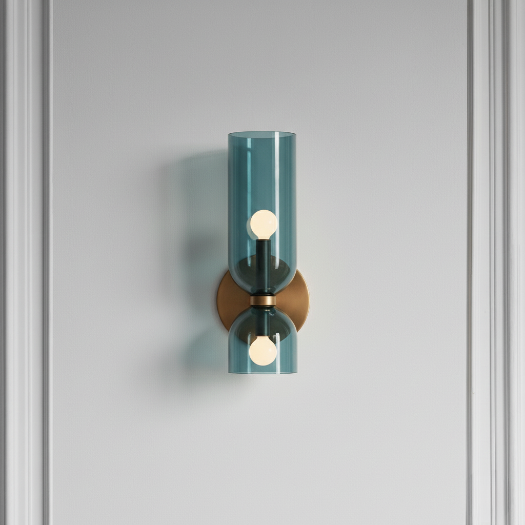 Glass & Iron Wall Sconce - Vintage-Inspired Dual-Light Fixture for Hallway, Bedroom & Dining Room - Hardwired Design with E12 Candelabra