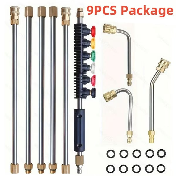 Telescoping Pressure Washer Extension Wand 24 ft Reach Brass & Stainless Steel 4000 PSI 284°F 0-40° Nozzles for Gutter Cleaning Roof
