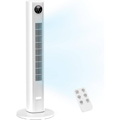 Tower Fan with Remote Control 4-Speed Oscillating Bladeless Air Circulator Quiet Sleep Mode 12-Hour Timer for Bedroom Living Room