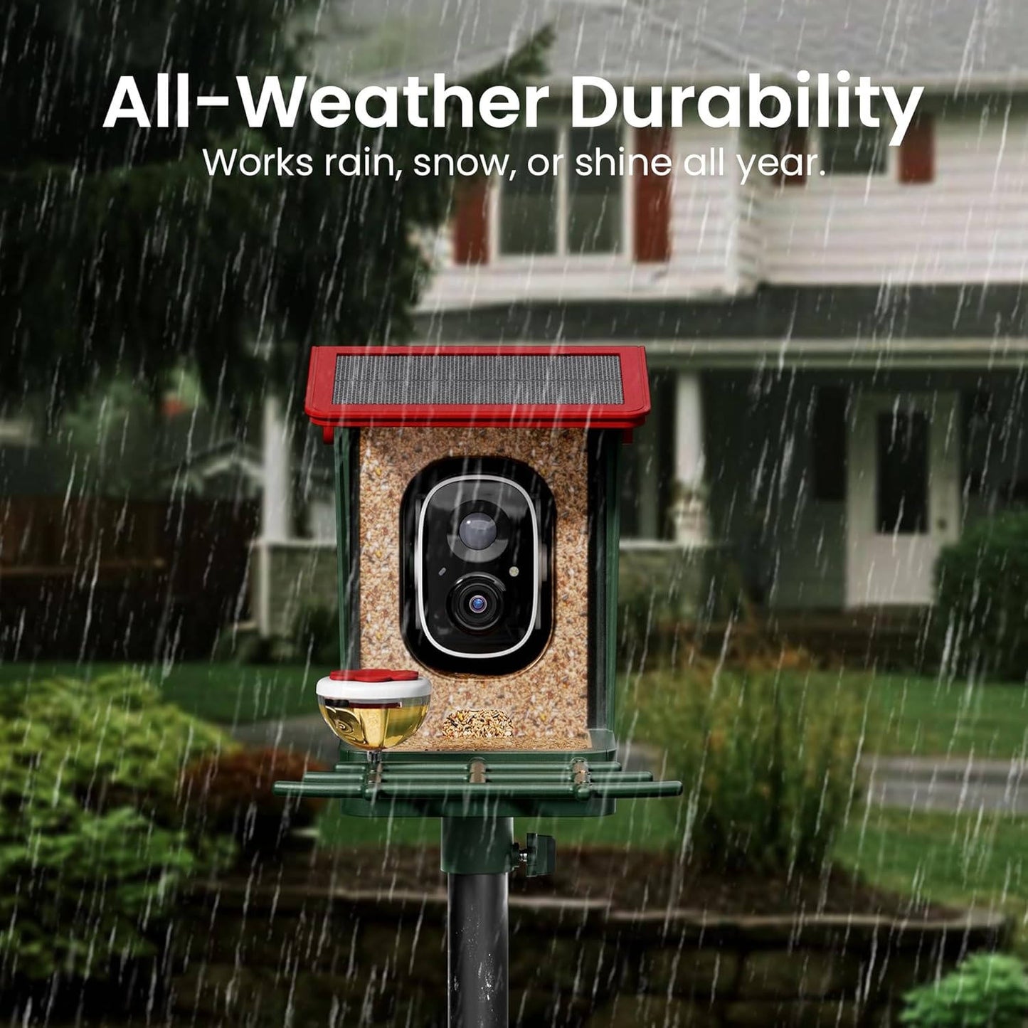 Wireless Bird Feeder Cam with Solar 2K Video