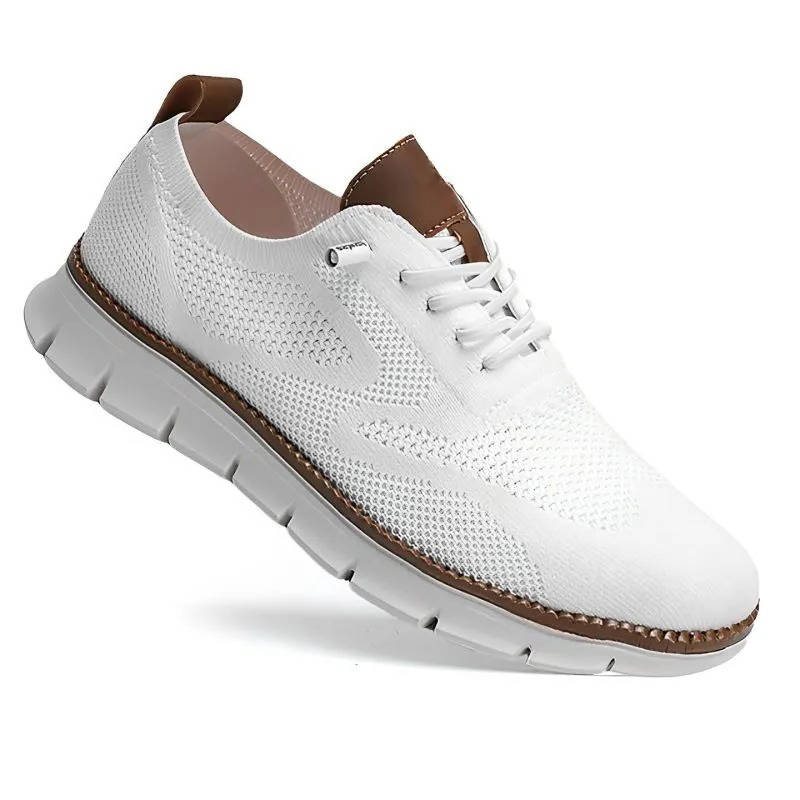 Men's Breathable Slip-On Dress Shoes – Cushioned Wide Toe Box Lightweight Knit Oxford for Work Office Casual Everyday Comfort