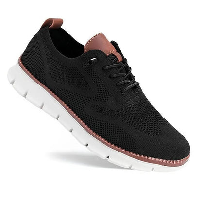 Men's Breathable Slip-On Dress Shoes – Cushioned Wide Toe Box Lightweight Knit Oxford for Work Office Casual Everyday Comfort