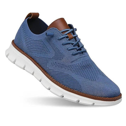 Men's Breathable Slip-On Dress Shoes – Cushioned Wide Toe Box Lightweight Knit Oxford for Work Office Casual Everyday Comfort