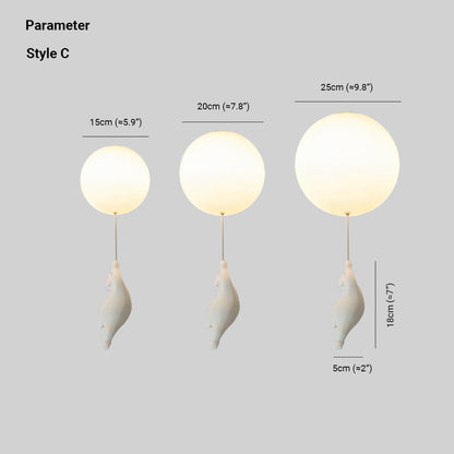 Kids Bedroom Light Fixture Bear & Balloon Flush Mount Nursery Lamp White Acrylic Playroom Overhead Lighting 5W LED For Small Rooms Indoor Ch