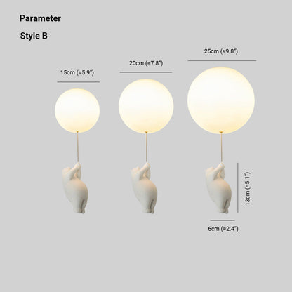 Kids Bedroom Light Fixture Bear & Balloon Flush Mount Nursery Lamp White Acrylic Playroom Overhead Lighting 5W LED For Small Rooms Indoor Ch