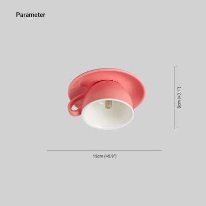Flush Mount Cup-Shaped Ceramic LED Fixture for Bedrooms, Kids' Rooms & Living Spaces – Decorative G4 Overhead Lighting