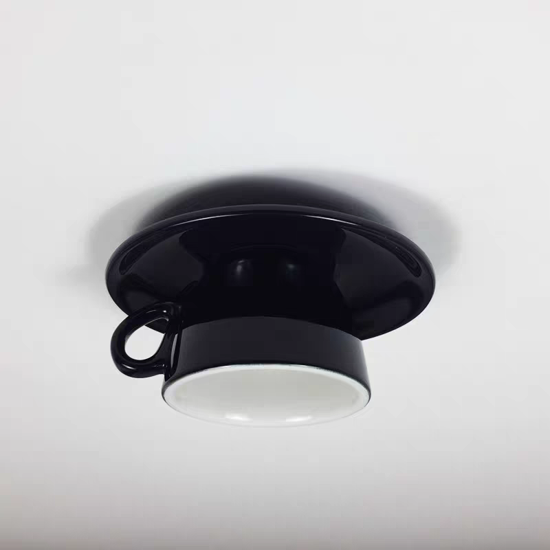 Ceramic Coffee Cup Ceiling Light Fixture – Flush Mount in Yellow, Blue, Pink & More Colors for Bedroom, Dining Room, Living Room