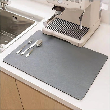 Diatomite Dish Drying Mat Ultra Absorbent Fast Dry Kitchen Counter Protector for Glasses Plates Pots Pans Cookware Sink Area