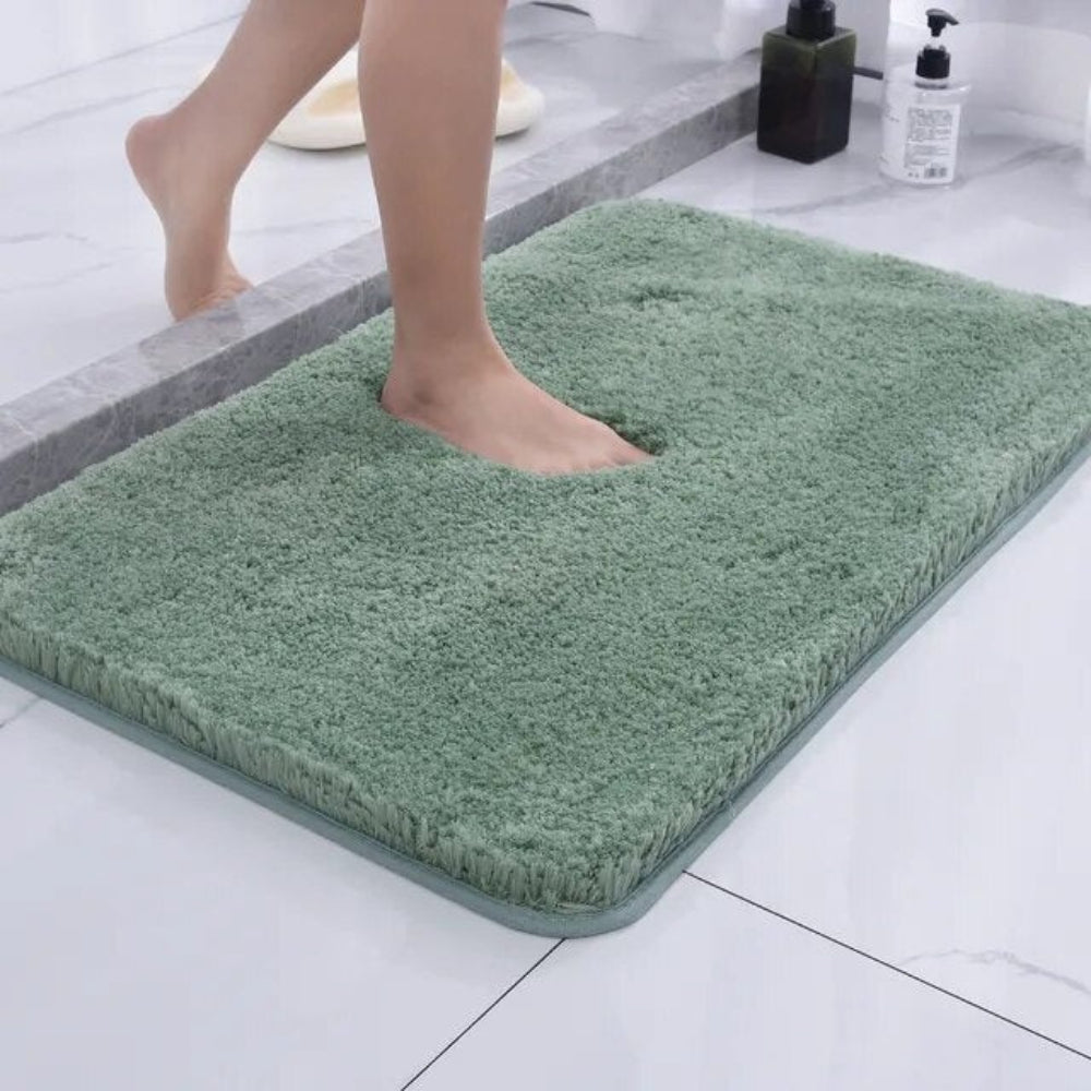 Plush Microfiber Bath Mat with Non-Slip Rubber Backing for Bathroom Shower – Ultra Absorbent Shag Rug for Wet Floors