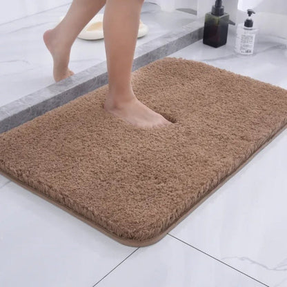 Plush Microfiber Bath Mat with Non-Slip Rubber Backing for Bathroom Shower – Ultra Absorbent Shag Rug for Wet Floors
