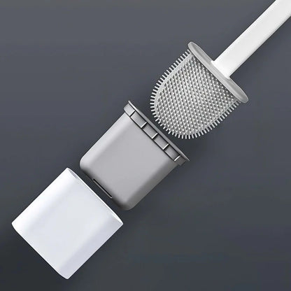 Flexible Silicone Toilet Brush with Holder and Wall Mount for Modern Bathrooms