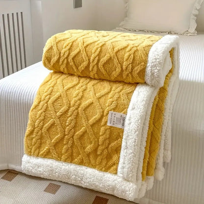 Reversible Sherpa Fleece Throw Blanket Plush Tufted Double-Sided for Couch Bed Sofa All-Season Warmth Bedroom Living Room Décor
