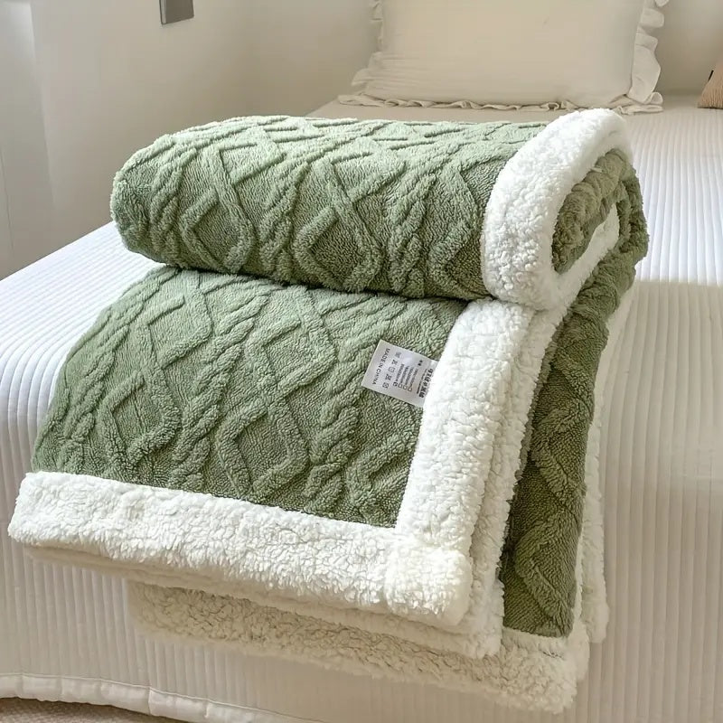 Reversible Sherpa Fleece Throw Blanket Plush Tufted Double-Sided for Couch Bed Sofa All-Season Warmth Bedroom Living Room Décor