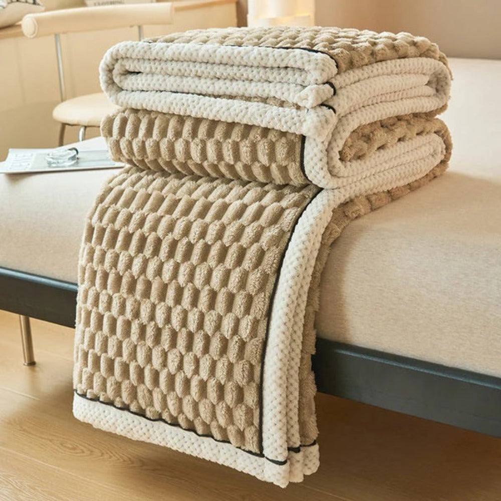 Textured Plush Throw with Raised Dot Pattern – Lightweight Layer for Couch, Chair & Bed – Neutral Tone for Modern Living Room & Bedroom Deco