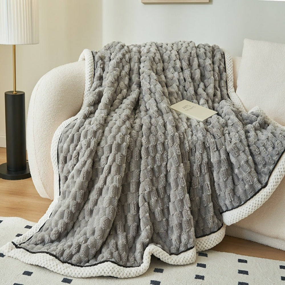 Textured Plush Throw with Raised Dot Pattern – Lightweight Layer for Couch, Chair & Bed – Neutral Tone for Modern Living Room & Bedroom Deco