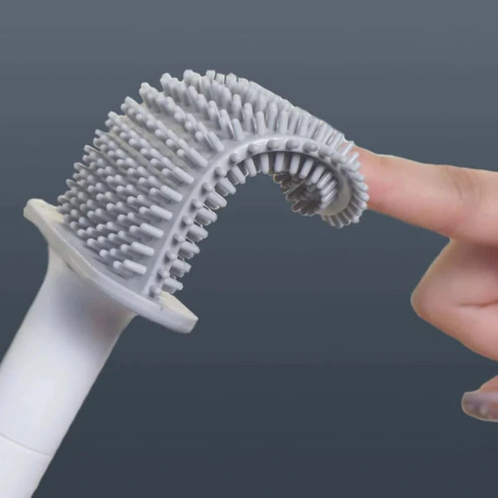 Flexible Silicone Toilet Brush with Holder and Wall Mount for Modern Bathrooms