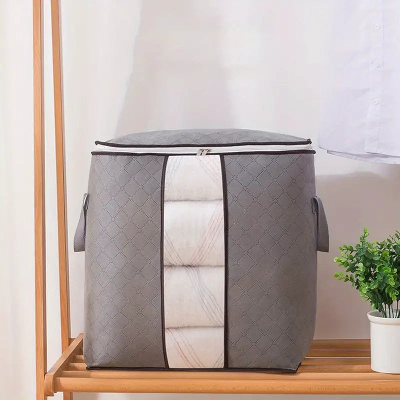Foldable Garment Organizer with Clear Window & Handles for Closet Bedroom Dorm Storage Large Capacity Space Saver Bin