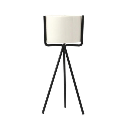 Oasis Ceramic Planter with Geometric Metal Stand