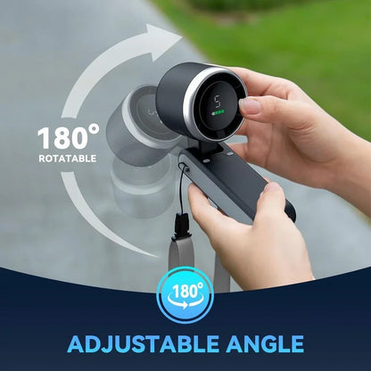 Compact Rechargeable Handheld Fan with 5 Speed Settings & Foldable Design for Travel, Outdoors & Commute