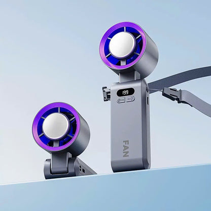 Handheld Rechargeable Mini Fan with Ice Tray Cooling Chamber & 199 Speed Settings for Travel Desk Home