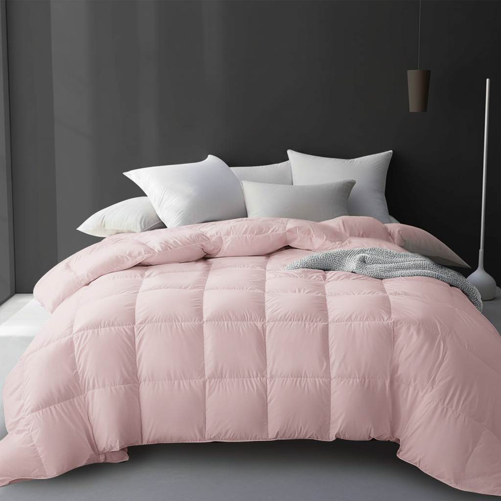 Down Comforter All Season Lightweight Breathable Quilt for Single Double Queen King Bed White Pink Gray 95% Goose Filled Year Round
