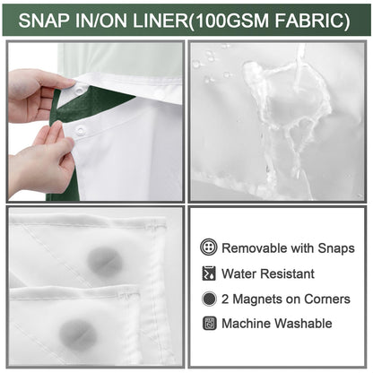 Hookless Shower Curtain with Built-In Snap Liner Waffle Weave Polyester Bathroom Curtain Easy Install No Rings Needed Quick Change Design