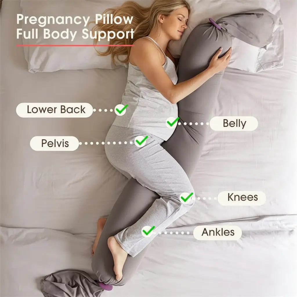 Ortekor ComfortNest | Adjustable Full Body Pregnancy Pillow with Removable Cover | Ergonomic Support for Better Sleep