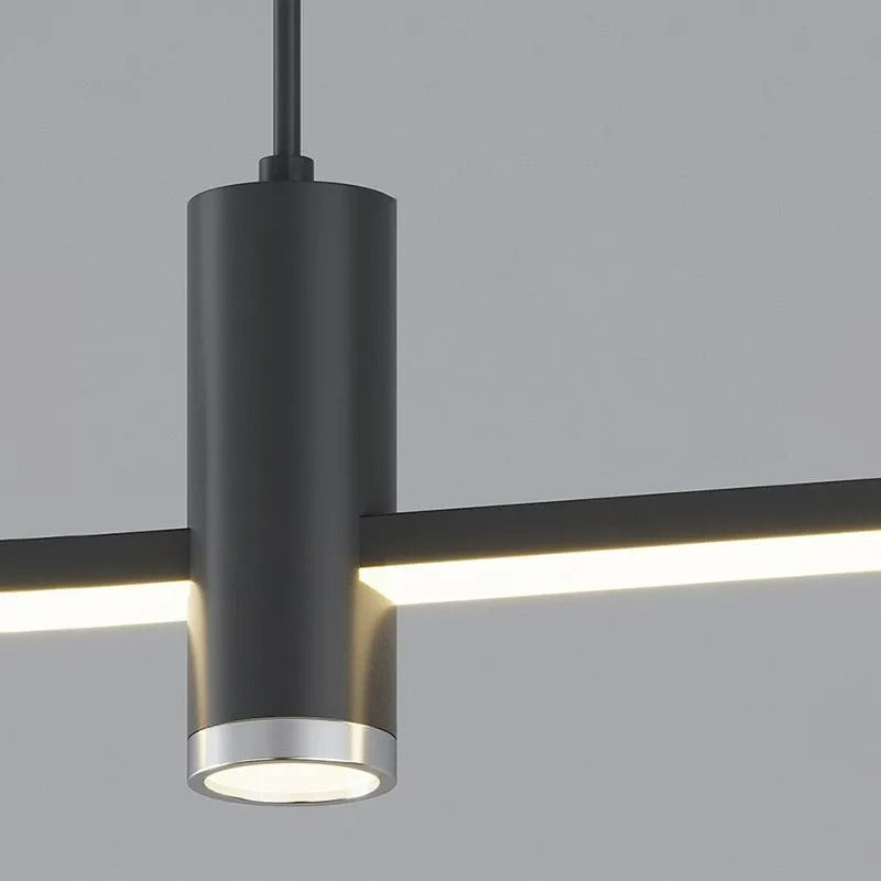 Linear Track Pendant Light Metal 2-Spotlight Bar Adjustable Modern Suspended Fixture for Kitchen Island Dining Living Room
