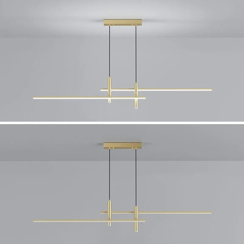 Linear Track Pendant Light Metal 2-Spotlight Bar Adjustable Modern Suspended Fixture for Kitchen Island Dining Living Room