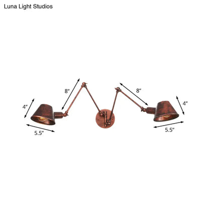 Adjustable Metal Wall Light Fixture with Cone Shade for Bedroom Living Room Industrial Decor Home Office Hallway Dining Room 2 or 3 Light