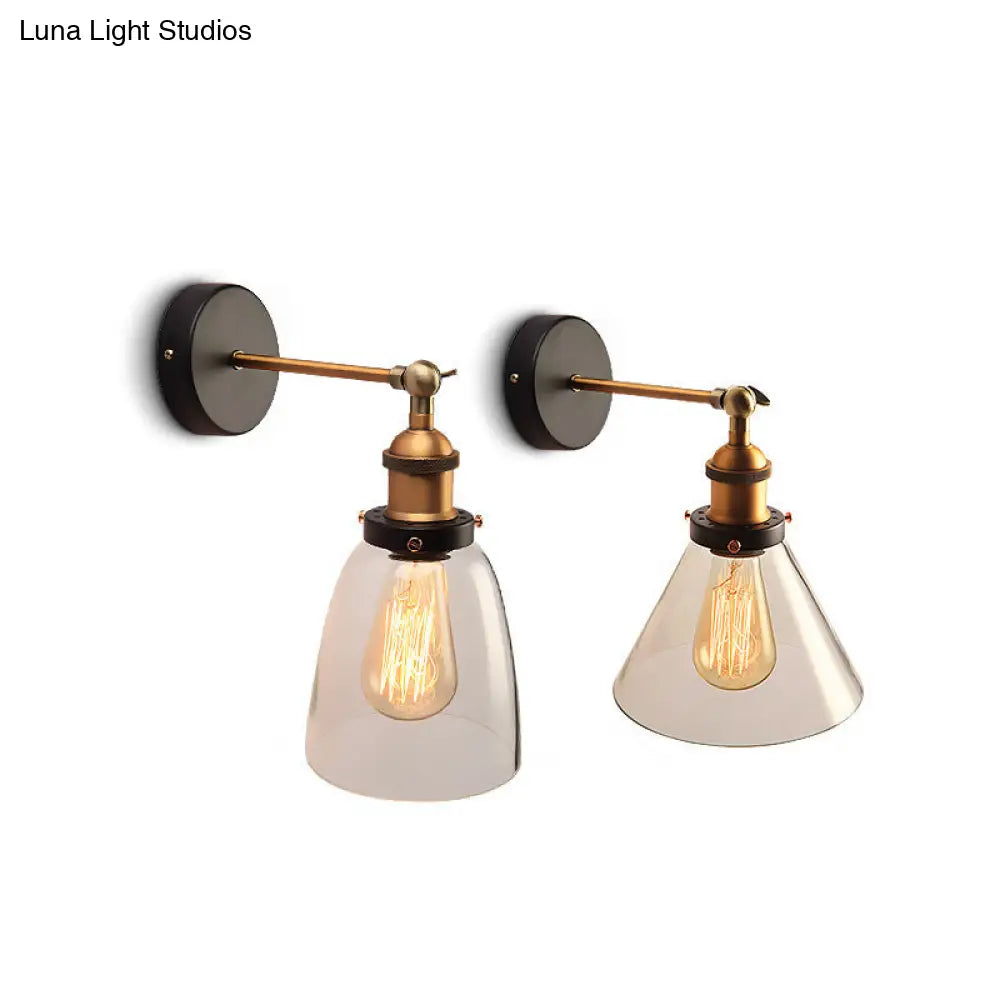 Adjustable Wall Sconce with Clear Glass & Brass-Black Finish – Industrial Metal Light for Kitchen, Hallway & Bedroom