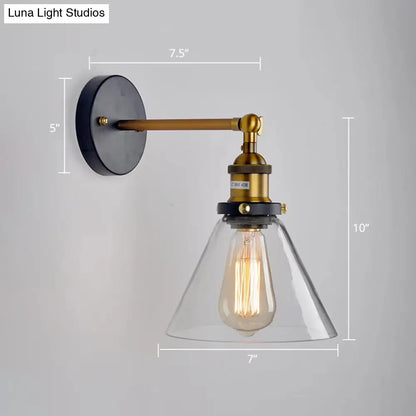 Adjustable Wall Sconce with Clear Glass & Brass-Black Finish – Industrial Metal Light for Kitchen, Hallway & Bedroom