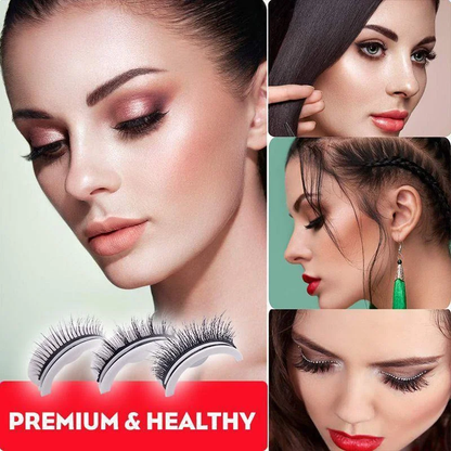 Stick-On False Lashes Reusable No Glue Fake Eyelashes Self-Adhesive Strip Lashes Natural Look Washable Falsies for Everyday
