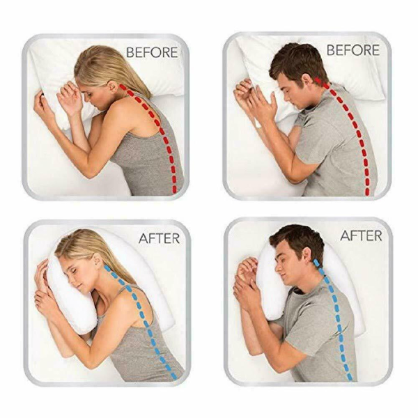 Contour Sleep Pillow for Side Sleepers with Ear Relief Cutout – Spine-Aligning Memory Support for Pain-Free Rest, Washable Cover, 21×16 in