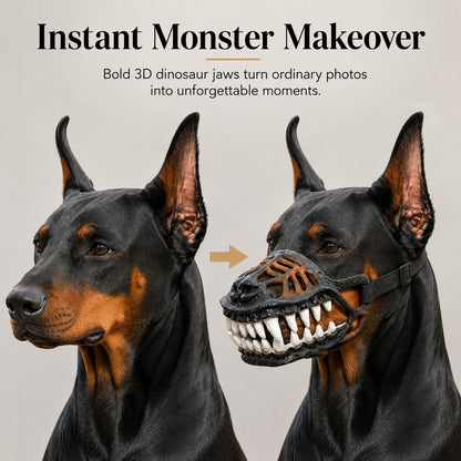 Ortekor Funny Dinosaur Costume Dog Muzzle for Halloween Parties & Photos – Instant Costume Upgrade