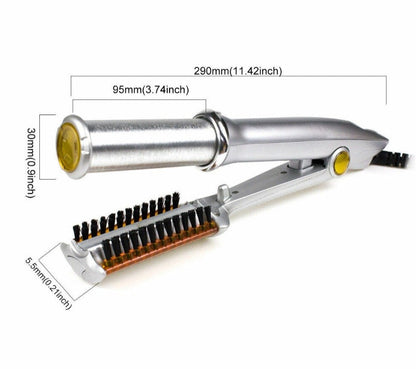Dual-Action Rotating Hair Styling Tool – Curls & Straightens Wet or Dry Hair with Ceramic Barrel & Ionic Bristles for Salon Blowouts at Home
