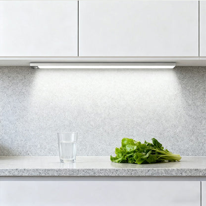 Motion Sensor LED Under Cabinet Light Rechargeable USB Powered Slim Aluminum Bar for Kitchen Closet Pantry Hallway 3 Color Temps Wireless In