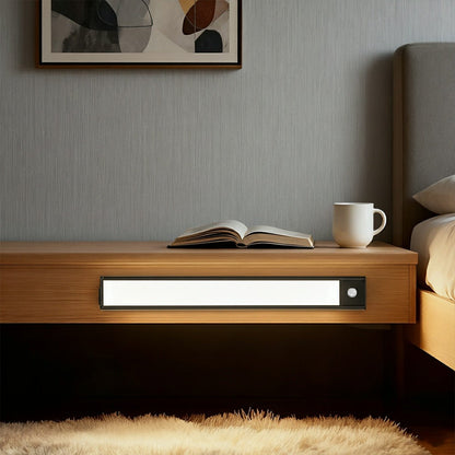 Motion Sensor LED Under Cabinet Light Rechargeable USB Powered Slim Aluminum Bar for Kitchen Closet Pantry Hallway 3 Color Temps Wireless In